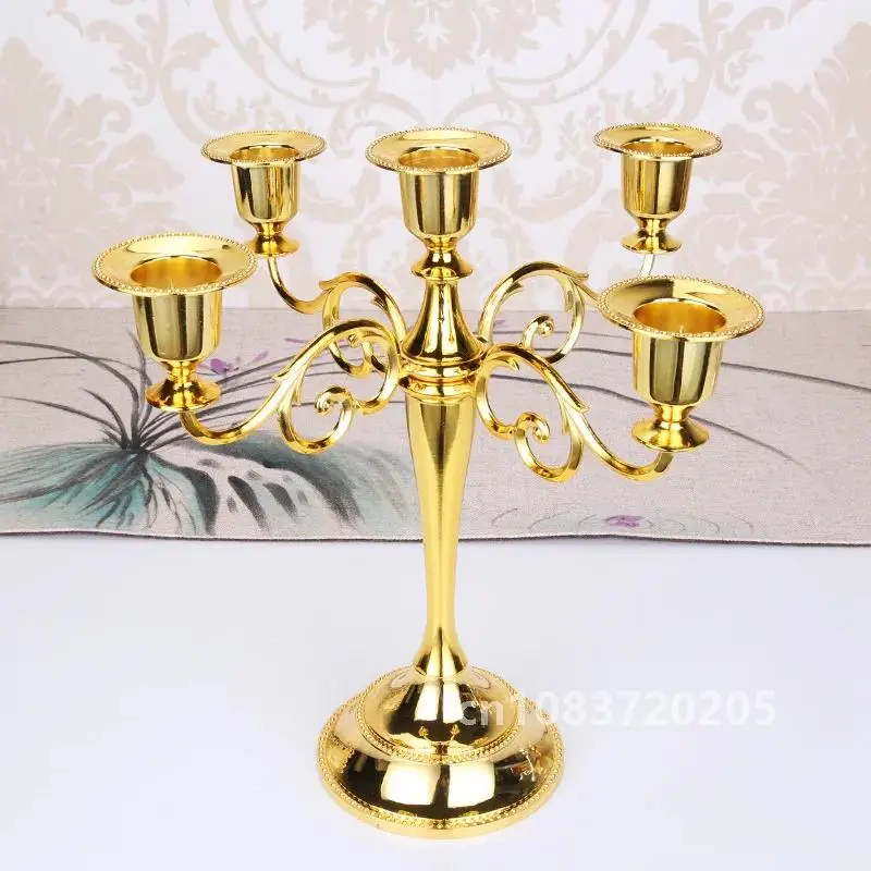 Silver Gold Bronze Black 5-Arm Candle Holder Stand Candelabra Dinner Candlestick