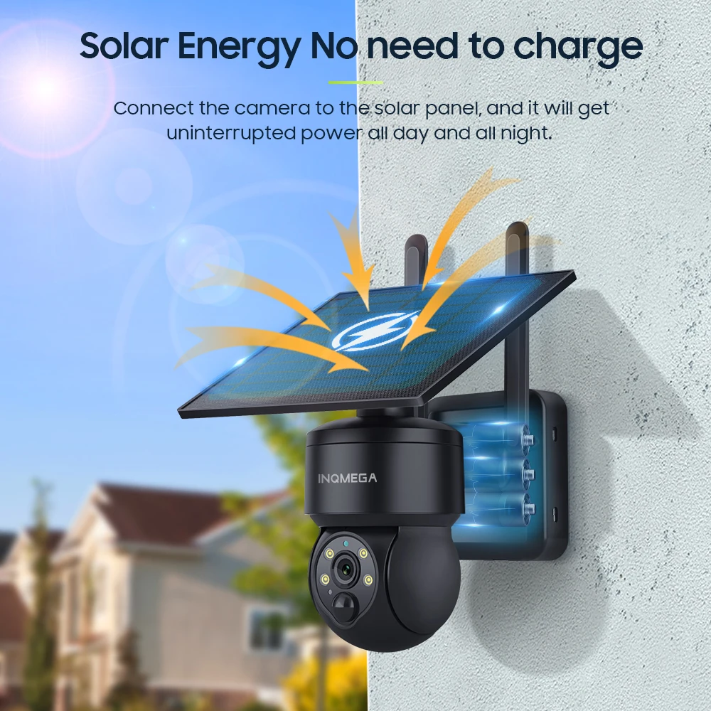 INQMEGA 8MP TUYA Telecamera solare Rilevazione movimento PIR, può essere installata separatamente, Video sorveglianza CCTV Supporta Alexa