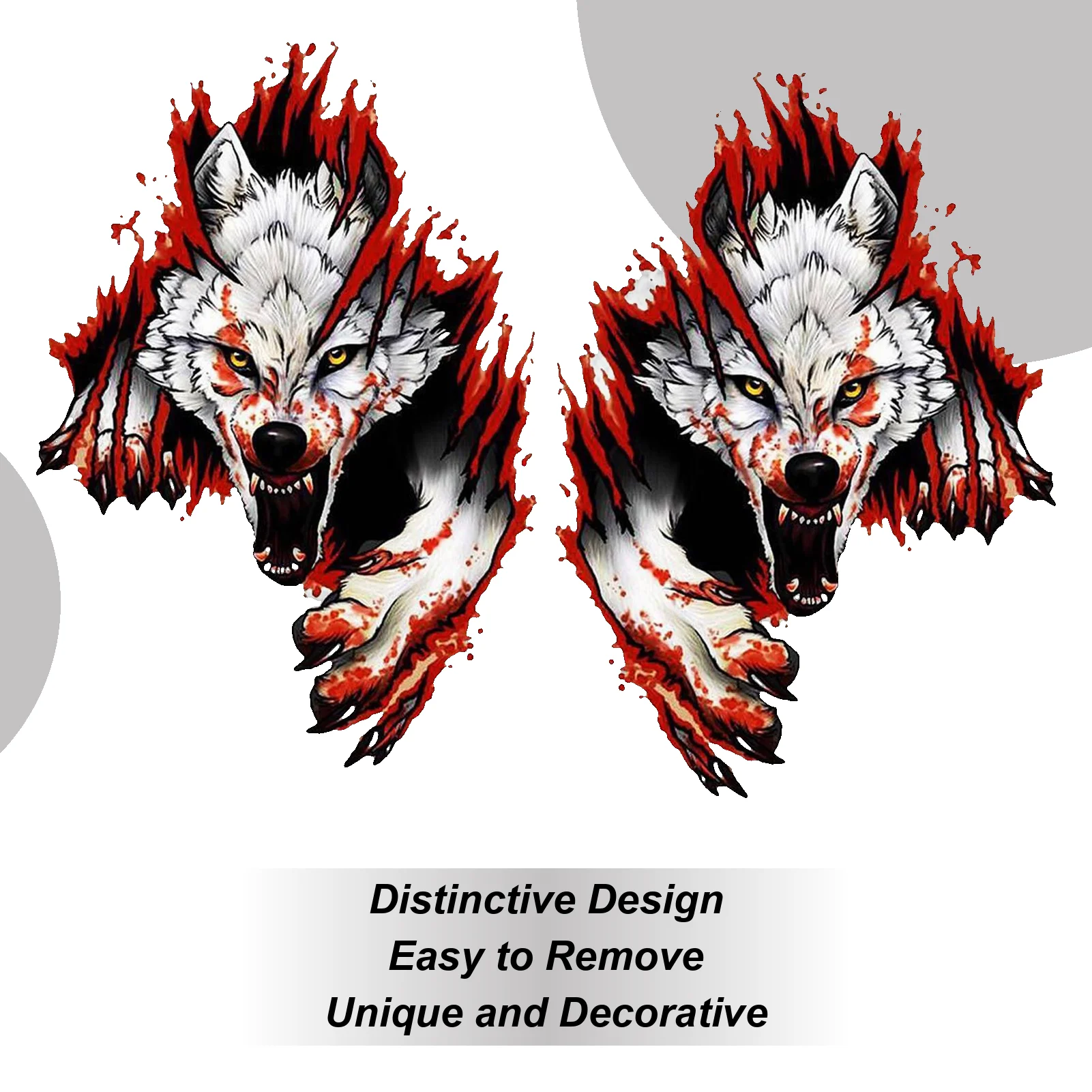 3D Angry Wolf Car Stickers Reflective Wolf Decal Waterproof Fun PVC Car Body Window Wolf Decals Car Exterior Decoration Labels