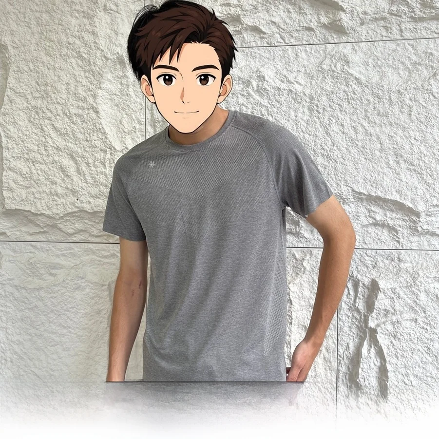 Seamless Zero Pressure 3D Integrated Weave Outdoor Sports Leisure Summer Men's Breathable High Elastic Short Sleeve round Nec...