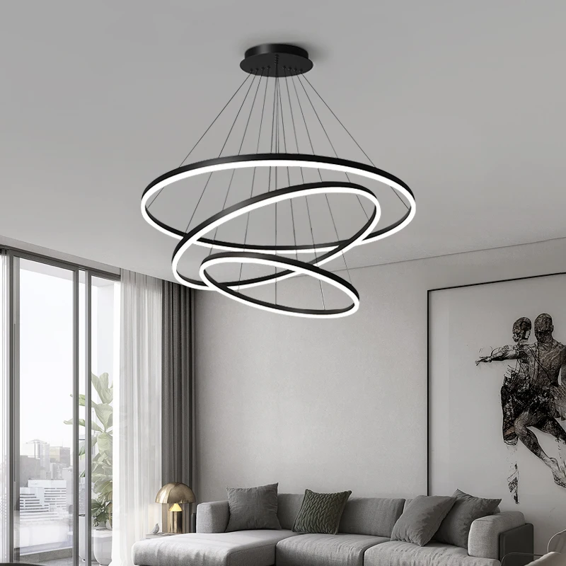 Nordic living room chandelier modern simple atmosphere minimalist circular dining room bedroom main lighting whole house package
