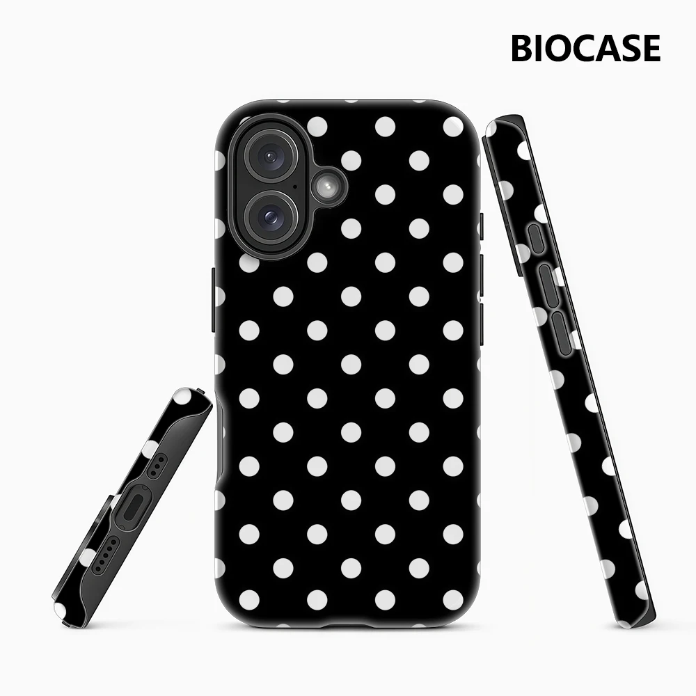 Schwarz-weiße Polka Dots IPhone 17 Must-Haves Handyhülle für IPhone 17 16 15 14 13 12 Pro Max Plus Doppelschichtige Rückseite