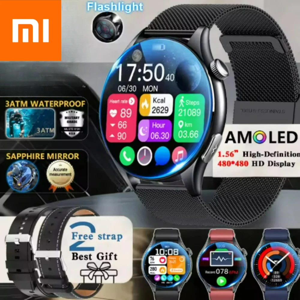 

XIAOMI 2026 New ECG+PPG Smartwatch Precise Uric Acid Blood Lipids Pressure Body Analysis Smart Watch Men BT Call NFC Watches