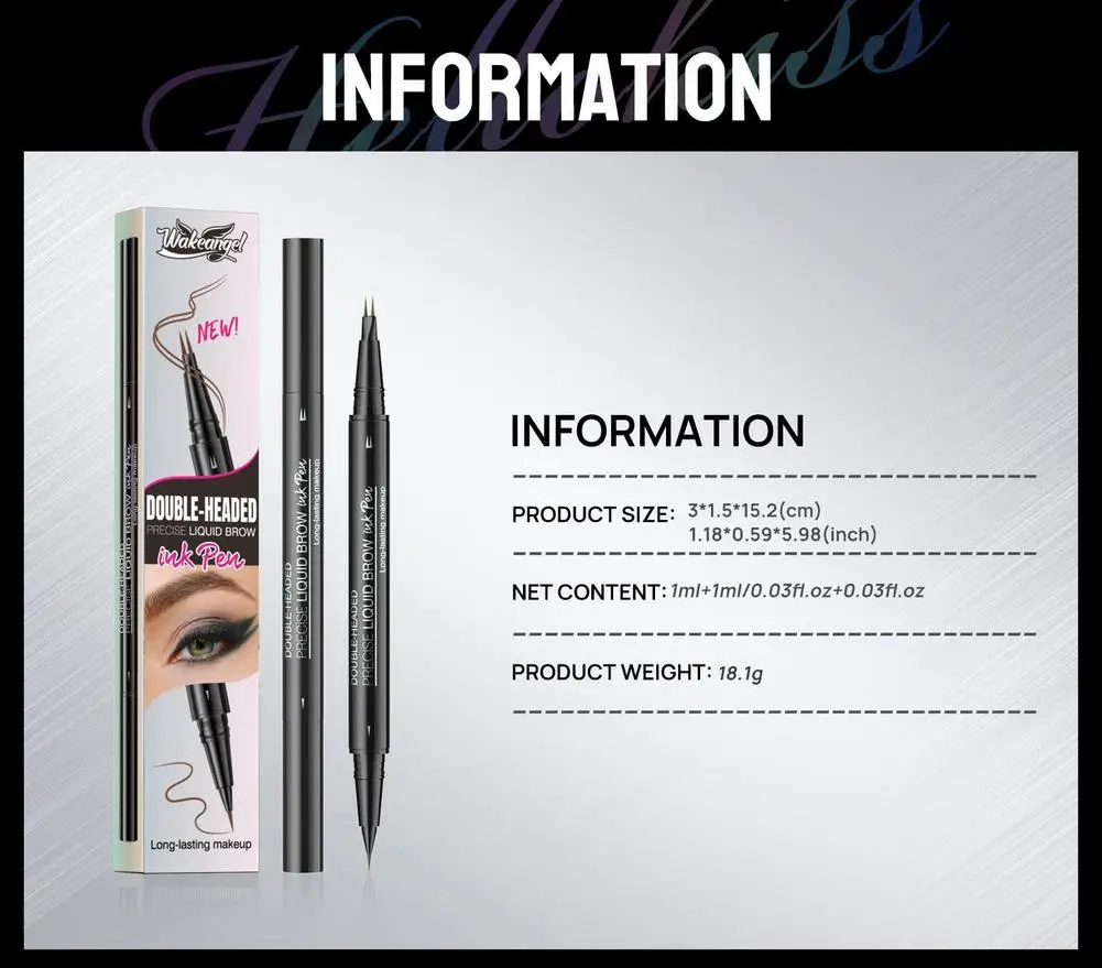 ダブルヘッド眉毛ペンシル防水液体黒眉メイクペン長期的な独特の野生眉毛横たわっているカイコ眉ペン