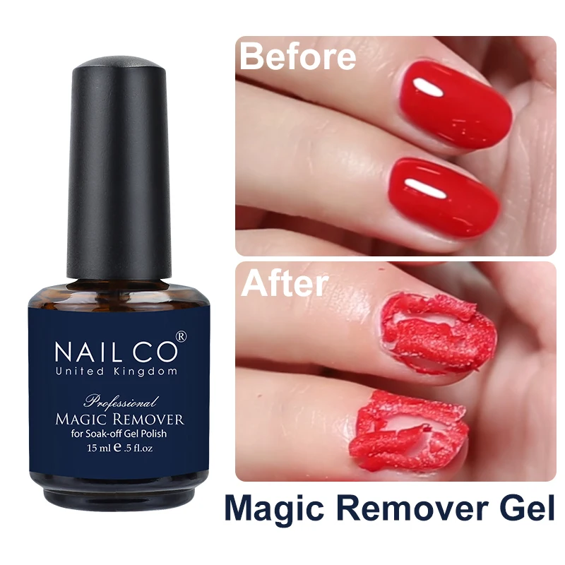 NAILCO-esmalte de Gel mágico, 15ml, capa Base superior limpia, barniz semipermanente UV para remojar, herramienta de eliminación de manicura, producto en Gel