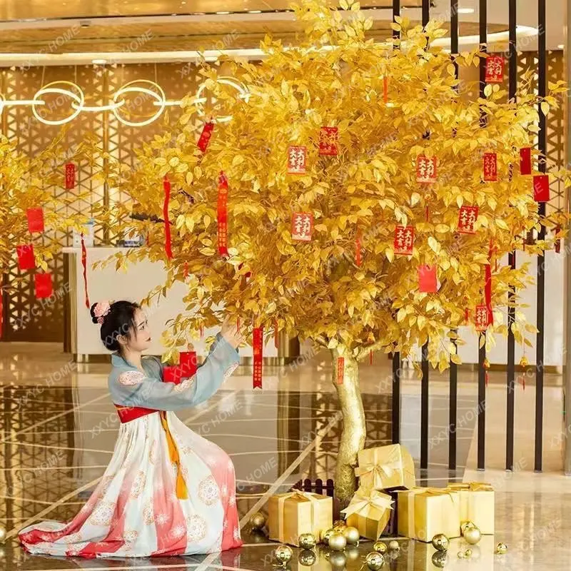 Simulation Gold Banyan Shake Money Wishing Tree Big Banyan Big Banyan Hotel Decoration