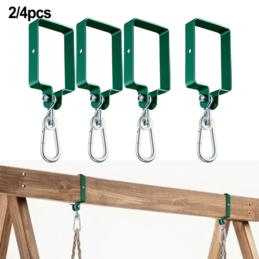 Green Steel Swing Stand Hook 5.78x3.8 Inch Metal Bracket For 4x6 Beam Wood Swing Set Repair Parts Backyard Hardware
