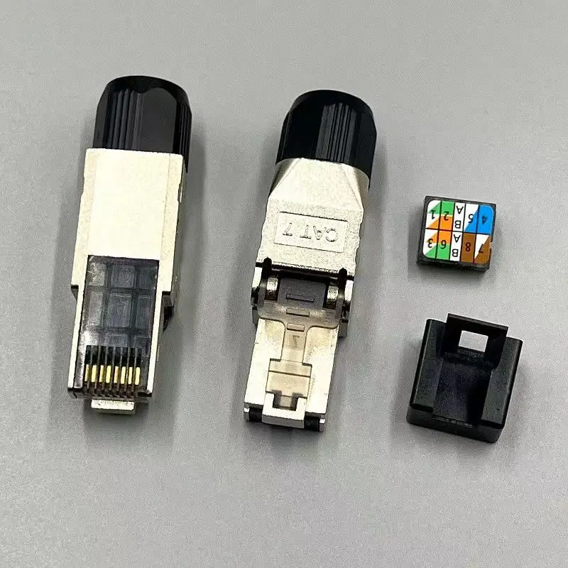 RJ45 Cat8 Cat7 Cat6A Shielded Toolless Modular Plug 2000MHz 40G LAN Connector 22AWG 24AWG Cable Termination