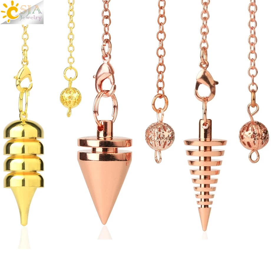 Metal Pendulum for Dowsing Divination Pendulos Spiral Small Cone Gold Color Copper Radiesthesia Pendulums Healing Pendule S974