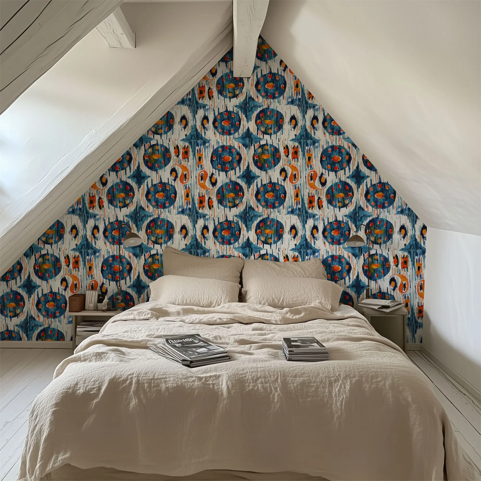 Niestandardowy niebieski okrąg – Ikat Woven Fabric recenzja i cena