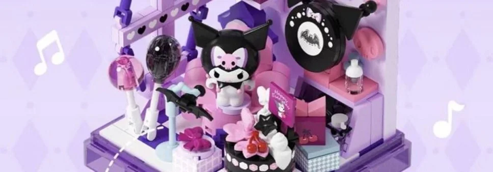 Area-X Anime Sanrio Building Blocks Mini Shop Hello Kitty Kuromi Cinnamoroll Model Decoration Surprise Toys