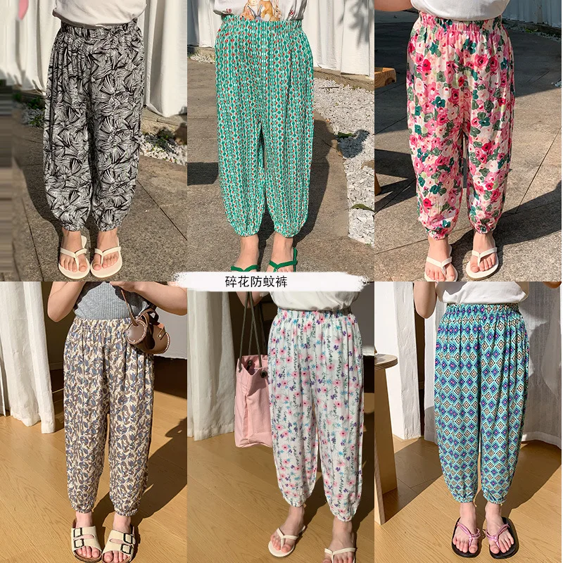 Girls' summer pants, children's mosquito repellent pants, summer soft girls' pants, thin beach pants