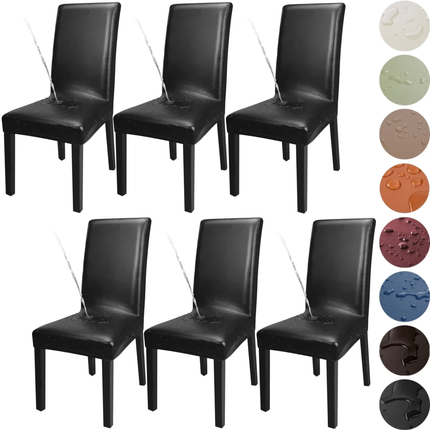 

6 Piece PU Leather Chair Cover Protector For Dining Room Waterproof Dining seat Chair Decoration For Hotel Banquet wedding