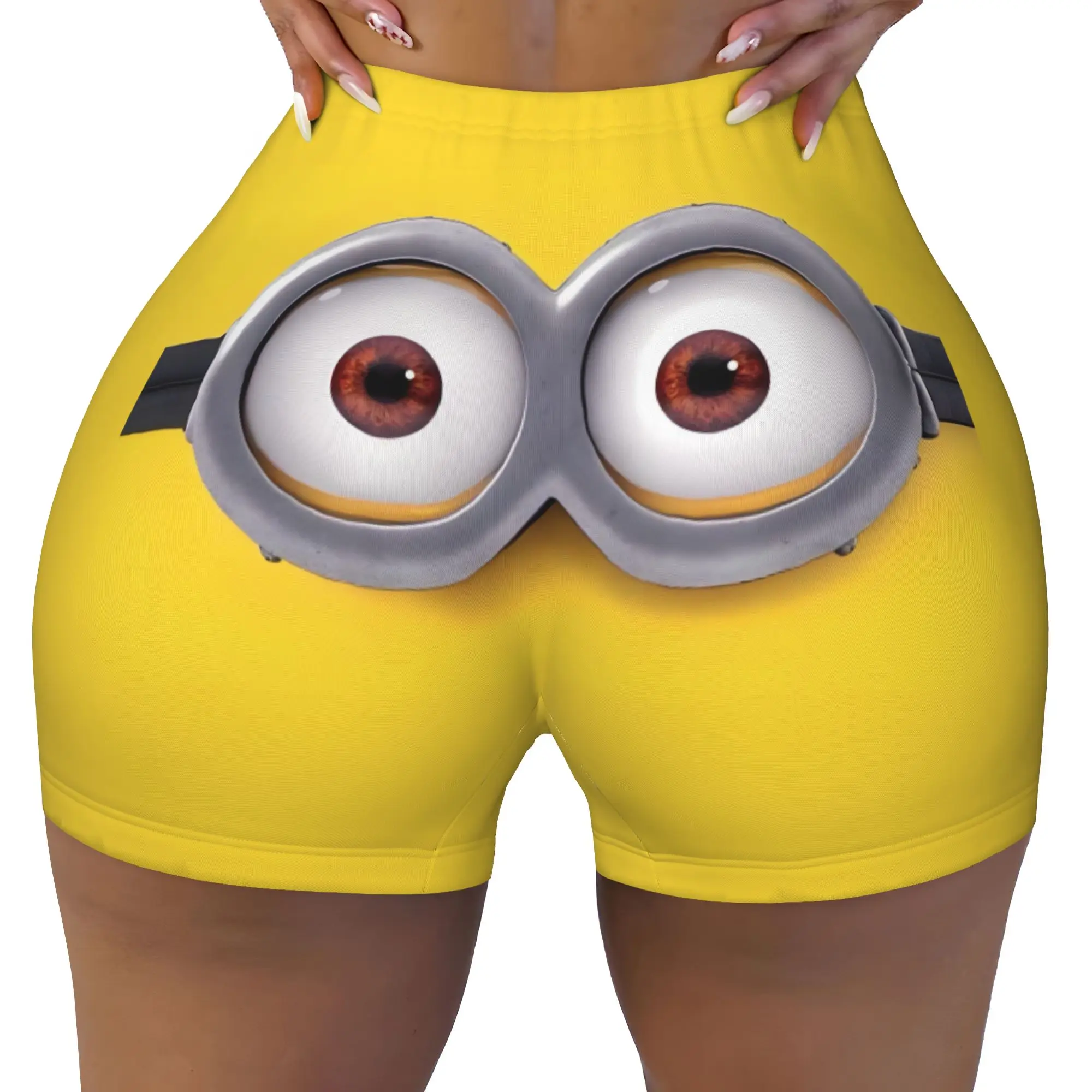 Custom M-Minioned Manga Workout Shorts Women's Anime Gym Volleyball Biker Yoga Shorts