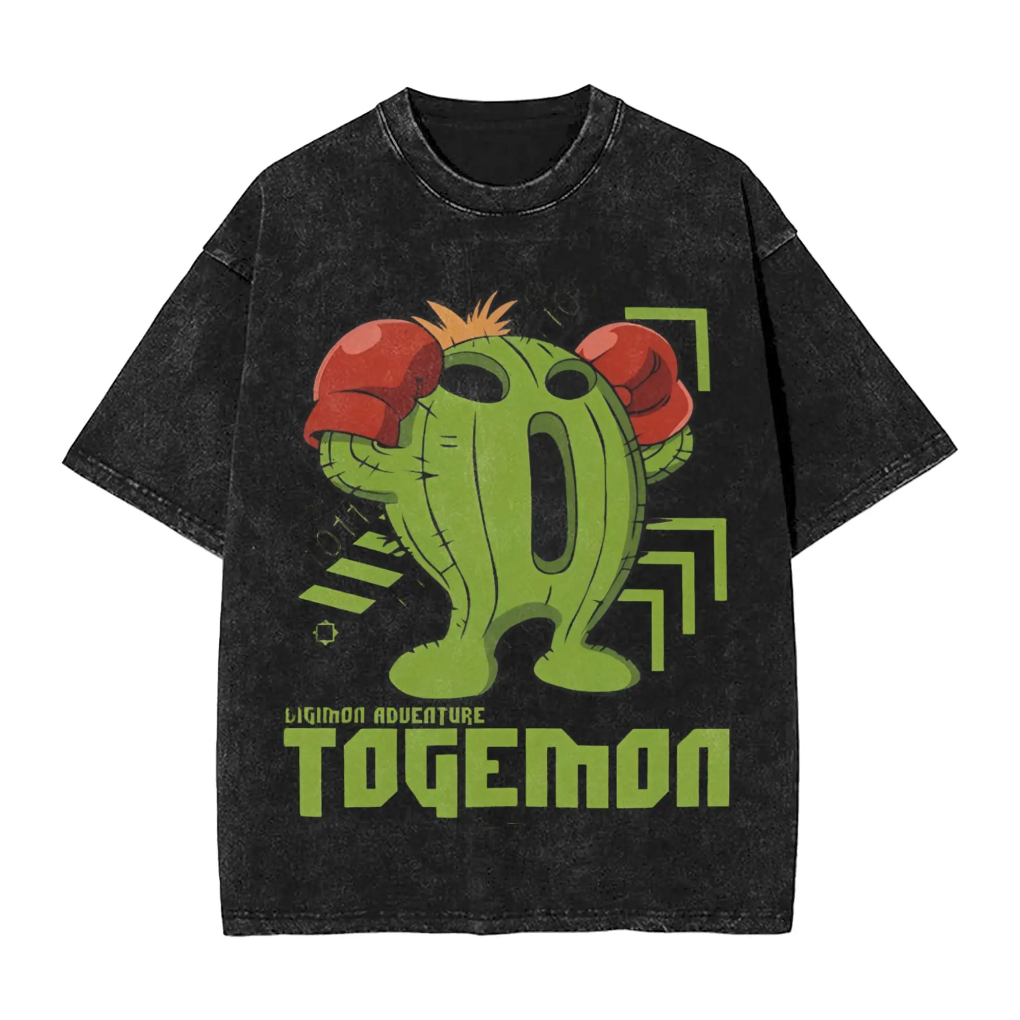 Digimons adventure togemon T Shirts Washed Short Sleeve High Street T-Shirt  Casual Men Women Streetwear Summer Tee Shirt