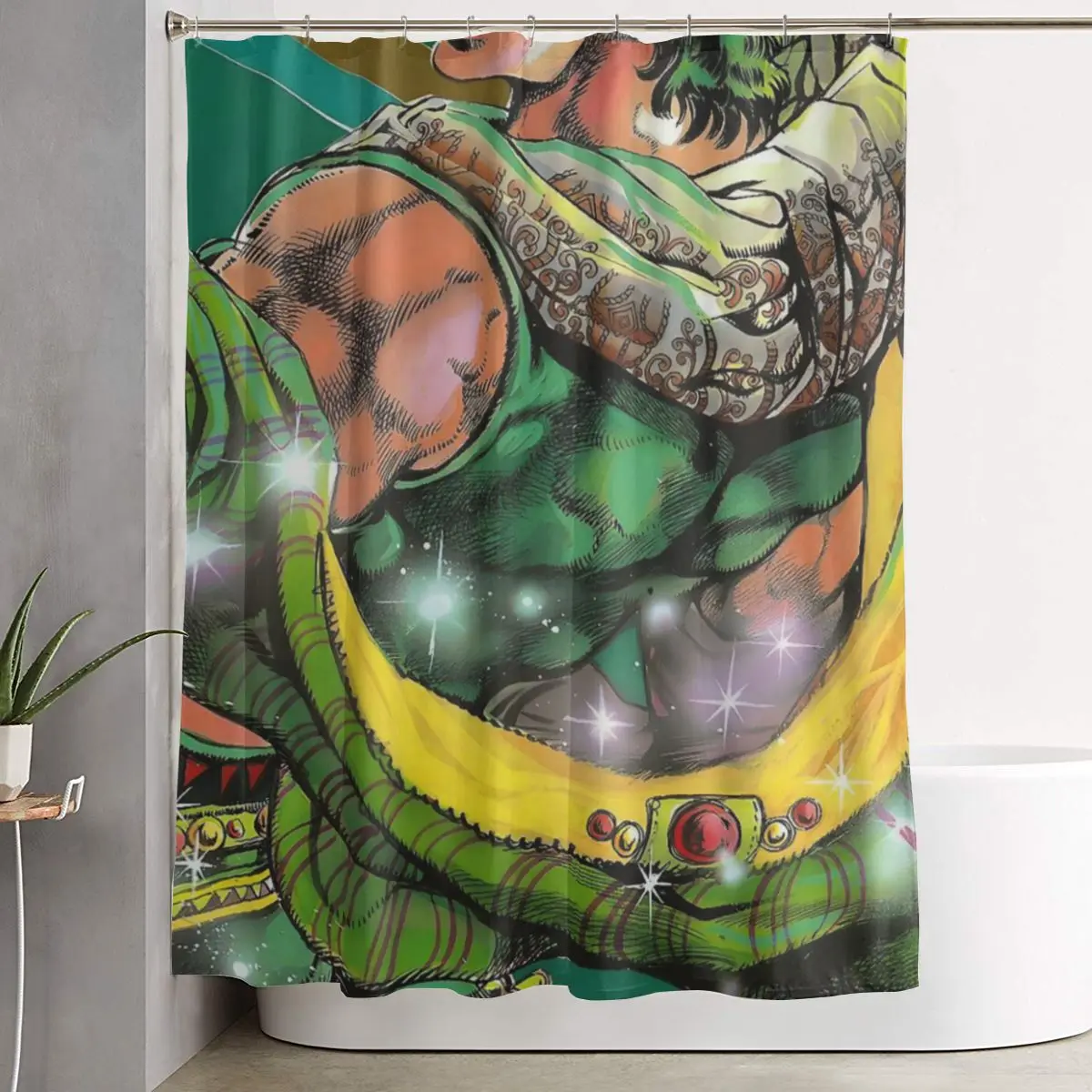 

Занавеска для душа с изображением Джозефа Джостара из аниме Jojo Bizarre Adventure, полиэстеровая, водонепроницаемая, с крючками