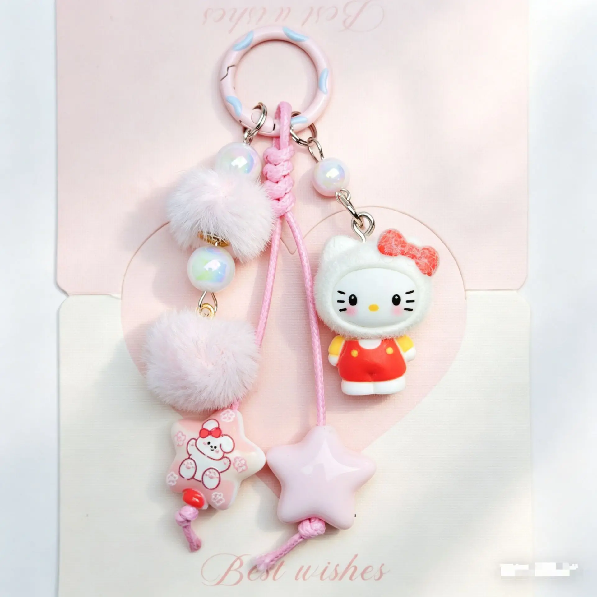Sanrio Vintage Hello Kitty Animal Keychain Set Charms Cute Details Key Chains Pendant Jewelry