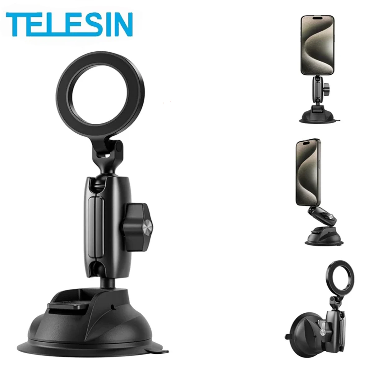 

TELESIN Магнитный автомобильный держатель для телефона на присоске 360° ° Регулируемая автомобильная подставка для смартфона Iphone HUAWEI SAMSUNG XIAOMI