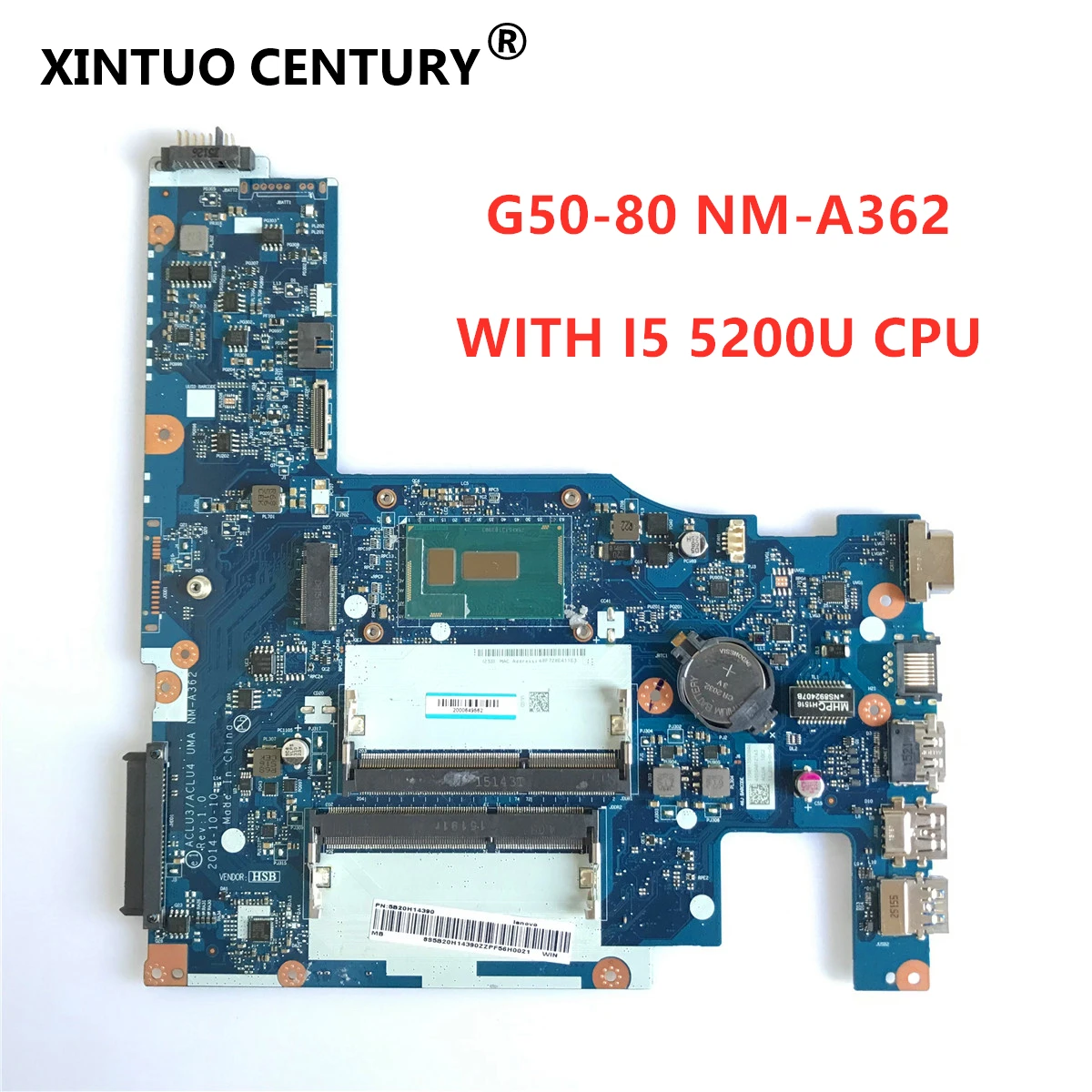 

ACLU3/ACLU4 UMA NM-A362 Laptop motherboard For Lenovo G50-80 Laptop motherboard WITH I5 5200U DDR3 CPU 100% TESTED WORKING