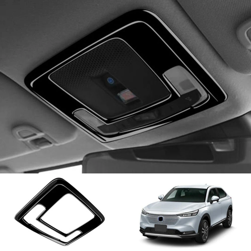 Car Glossy Black Interior Front Reading Light Lamp Cover Trim Sticker for Honda Vezel HR-V HRV 2021 2022