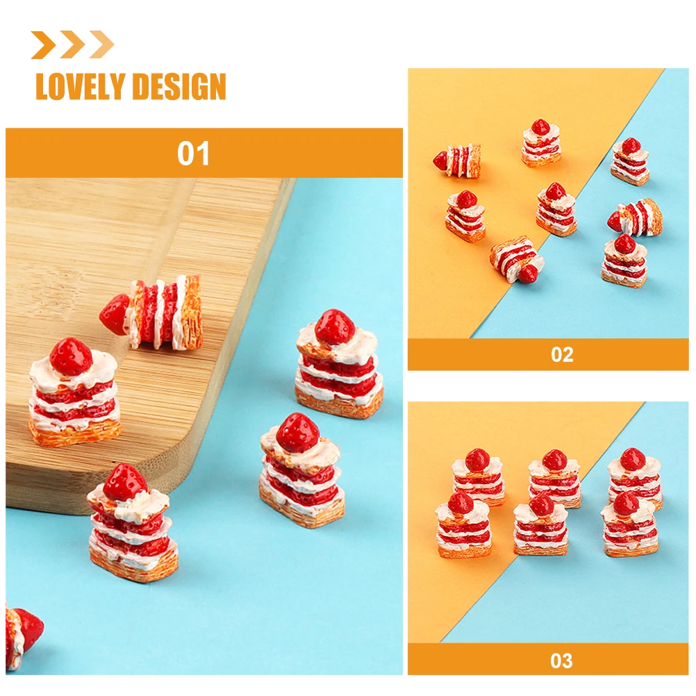 

12 Pcs Simulated Cake Models Miniature Food for Dollhouse Fake Desserts Toy Decorations Resin Pretend
