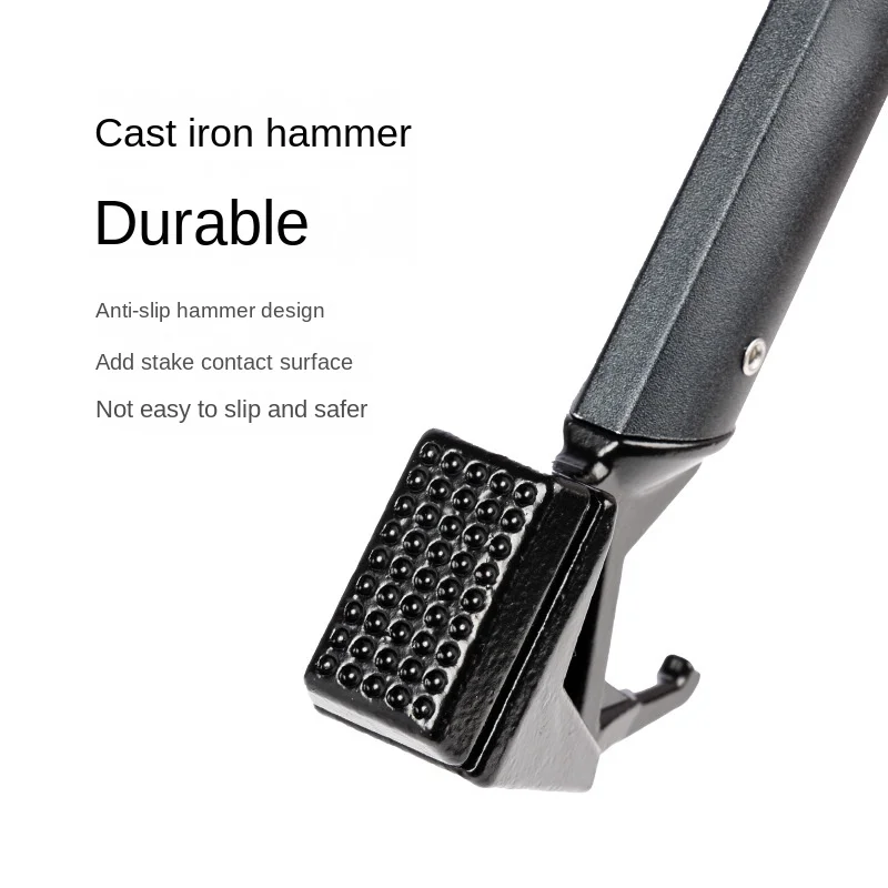 BlackDog Outdoor Multifunctional Cast Iron Camping Hammer Tent Ground Peg Hammer Field Equipment Aluminum Alloy Handle