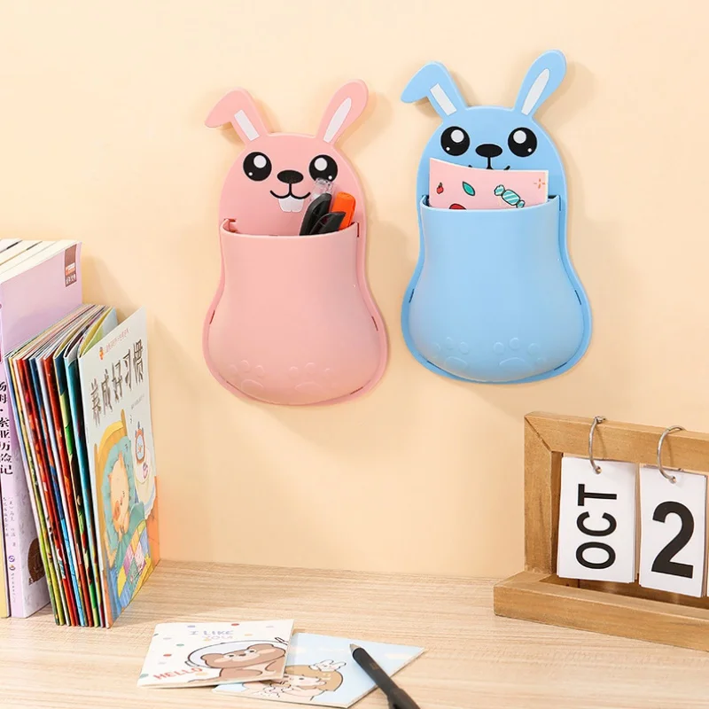 Wall Mounted Storage Box Cartoon Rabbit Desdign Remote Control Storage Organizer Bathroom Makeup Tool Toothbrush Storage Case