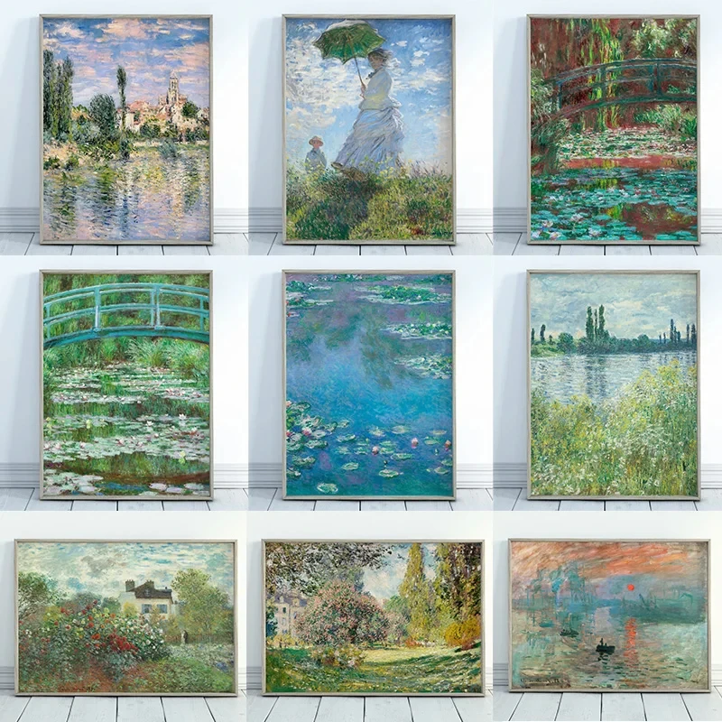 Modern Abstract Landscape Wall Art Famous Monet Canvas Painting Nordic Poster Print Picture for Living Room Home Decorative G