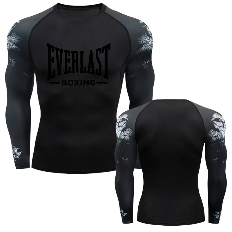 EVERLAST BOXING New Men's Running Compression T-Shirt Short Sleeve Gym Workout Shirts Jogging Sportswear Sweatshirts Printed view 6