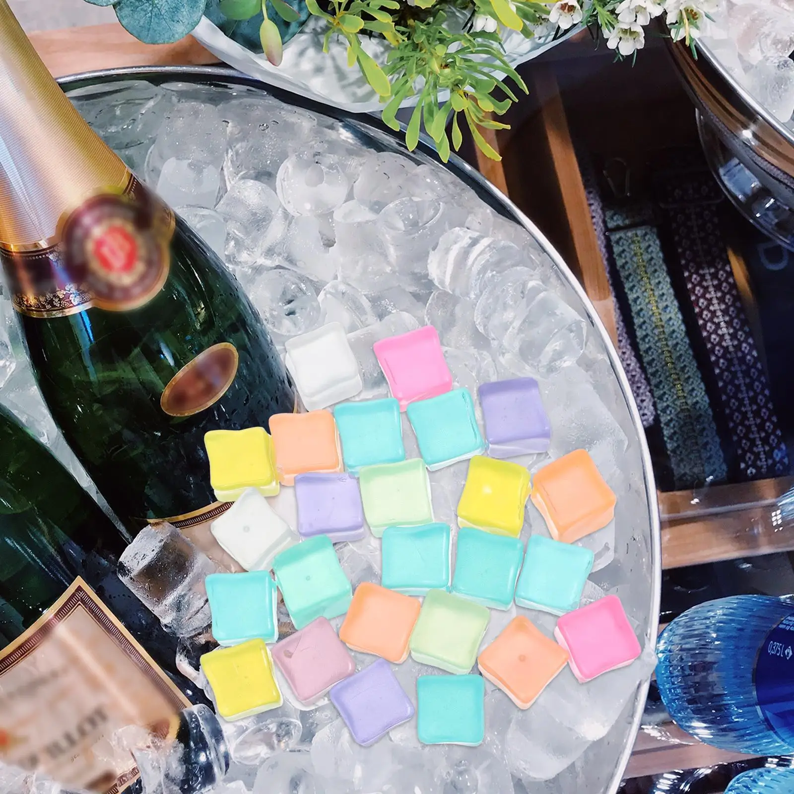 25 Pcs Ice Blocks Bar Accessory Reusable Washable Cube LED Cubes for Drinks Water Bottles Colored Convenient