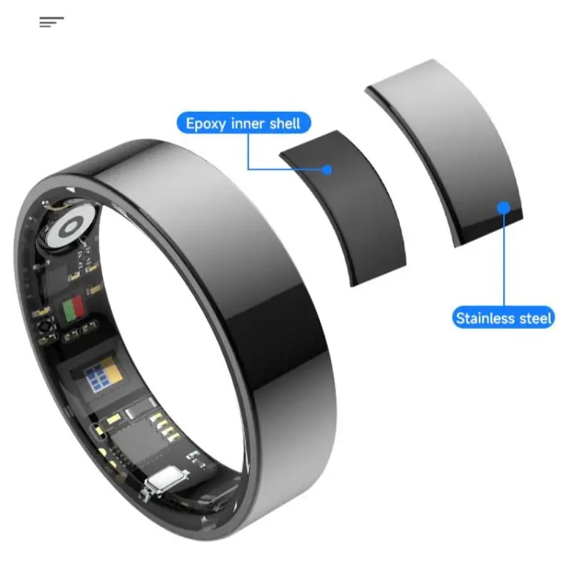 Anel inteligente masculino e feminino, sincronização Bluetooth, rastreador de sono e frequência cardíaca, 5ATM à prova d'água, compatível com iOS/Android, casal Xiaomi Smart Ring