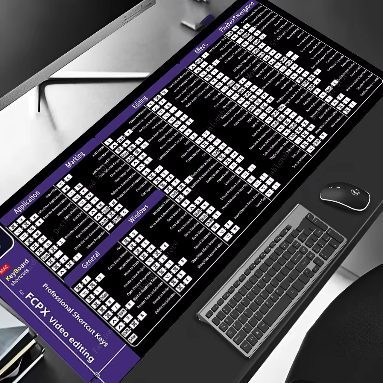 FCPX Video Editing Professional Shortcuts Keys Mouse Pad Natural Rubber 900X400 Table Mousepad Office User Anti Slip Desk Mat