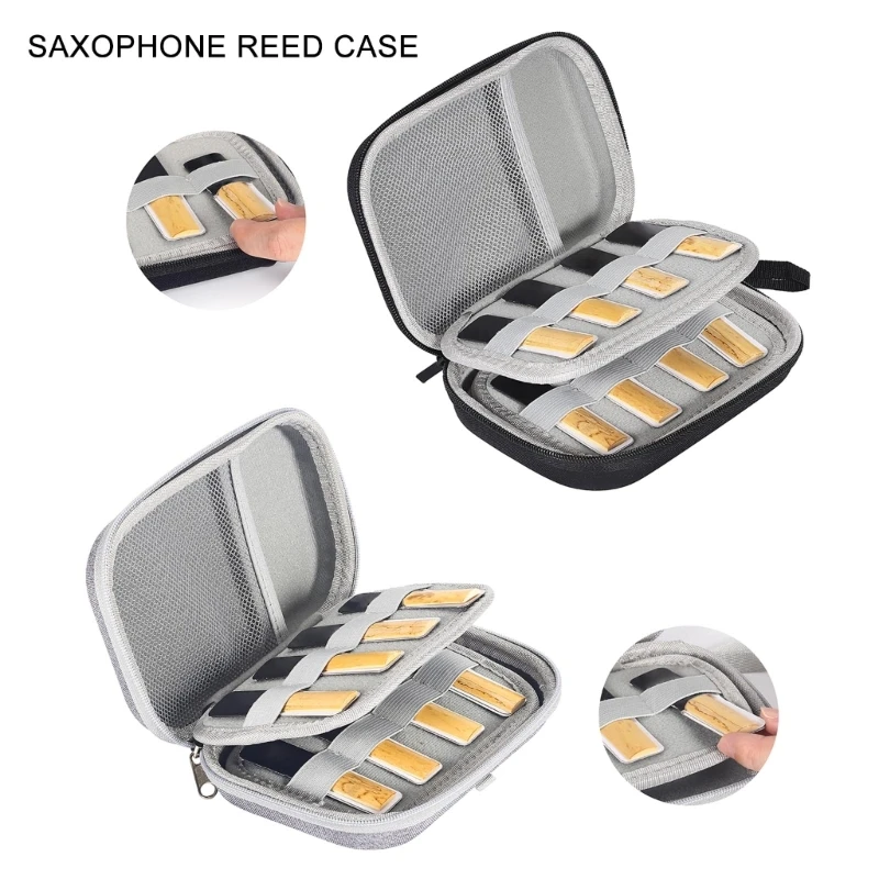 Saxophone Clarinet Tongue Box with Meshs Pocket Portable Sax Tongue Container Storage Cases Woodwind Instrument Accessory