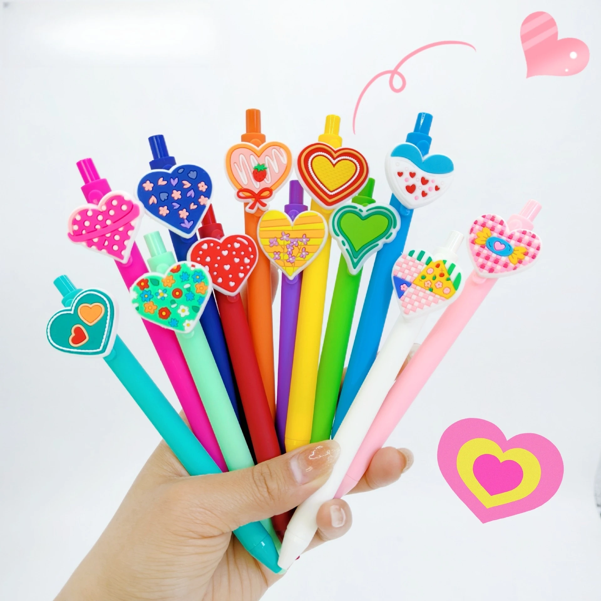 2025 جديد الكتابة على الجدران الحب سلسلة قلم حبر جاف ملون الحب على شكل قلم توقيع الطالب التصحيح القلم الموسم المفتوح هدية #1