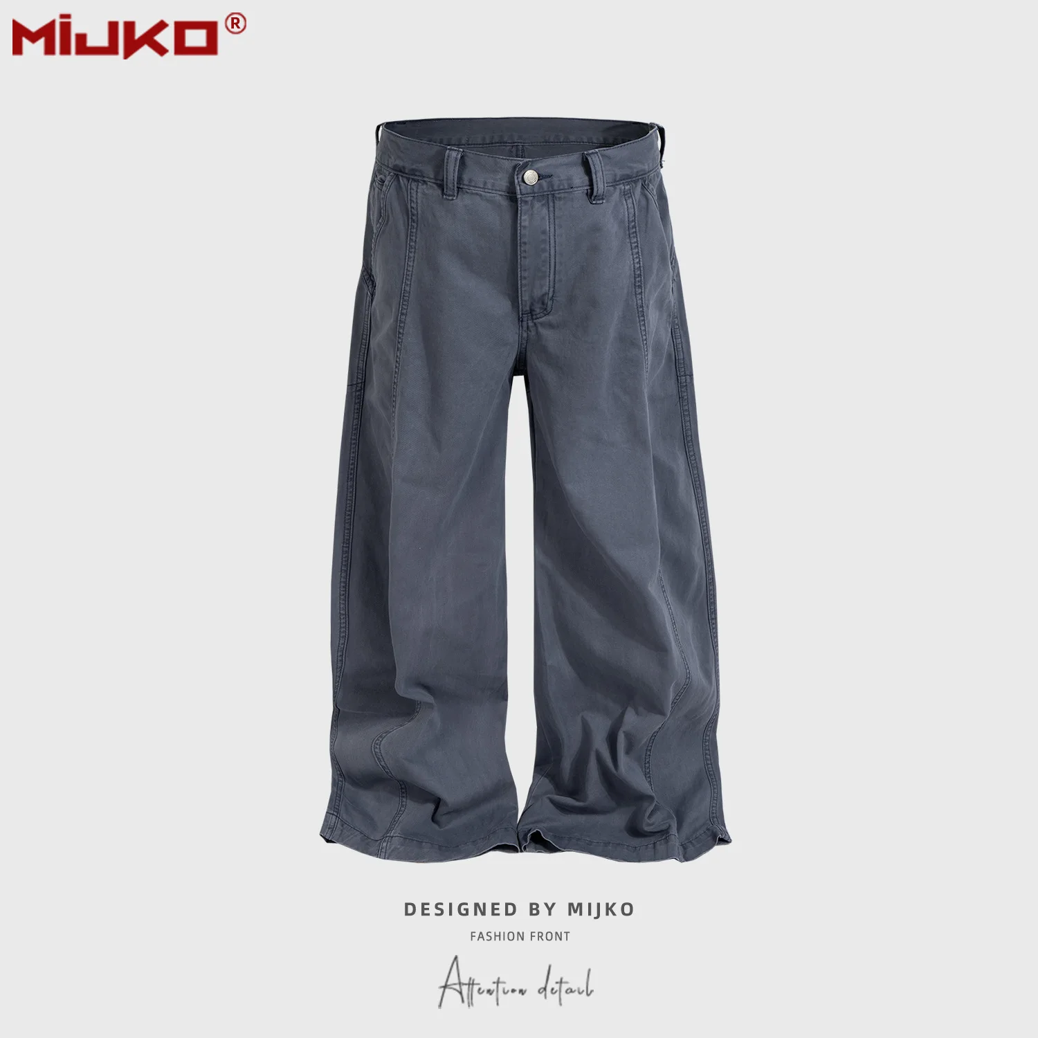 

MIJKO Unisex Wide Leg Jeans Carpenter High Street Denim Pants Trendy for Men And Women F9061#