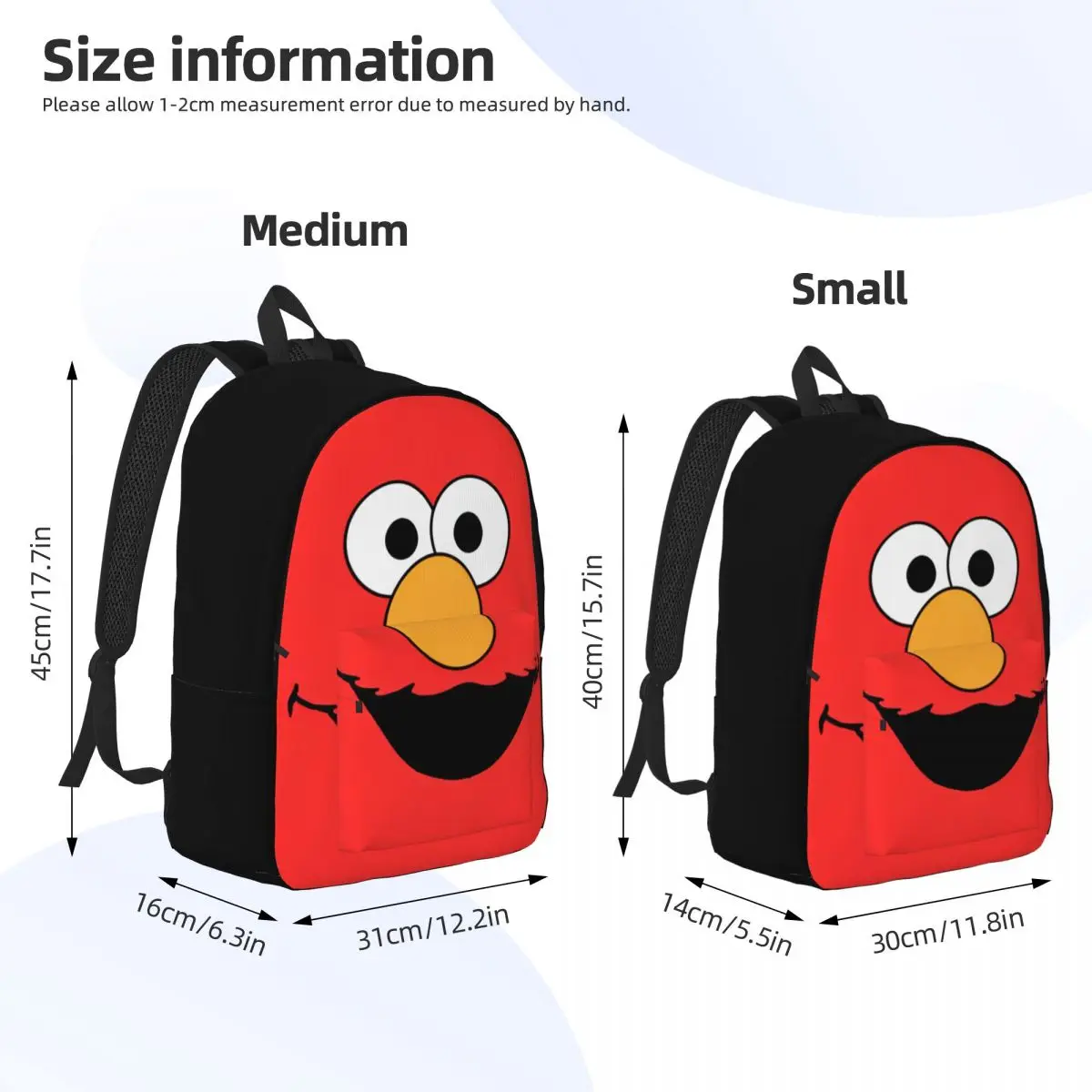 S-Sesame Street Elmo Classical Backpack Durable High School Work Cartoon Comedy Daypack for Men Women Laptop Canvas Bags