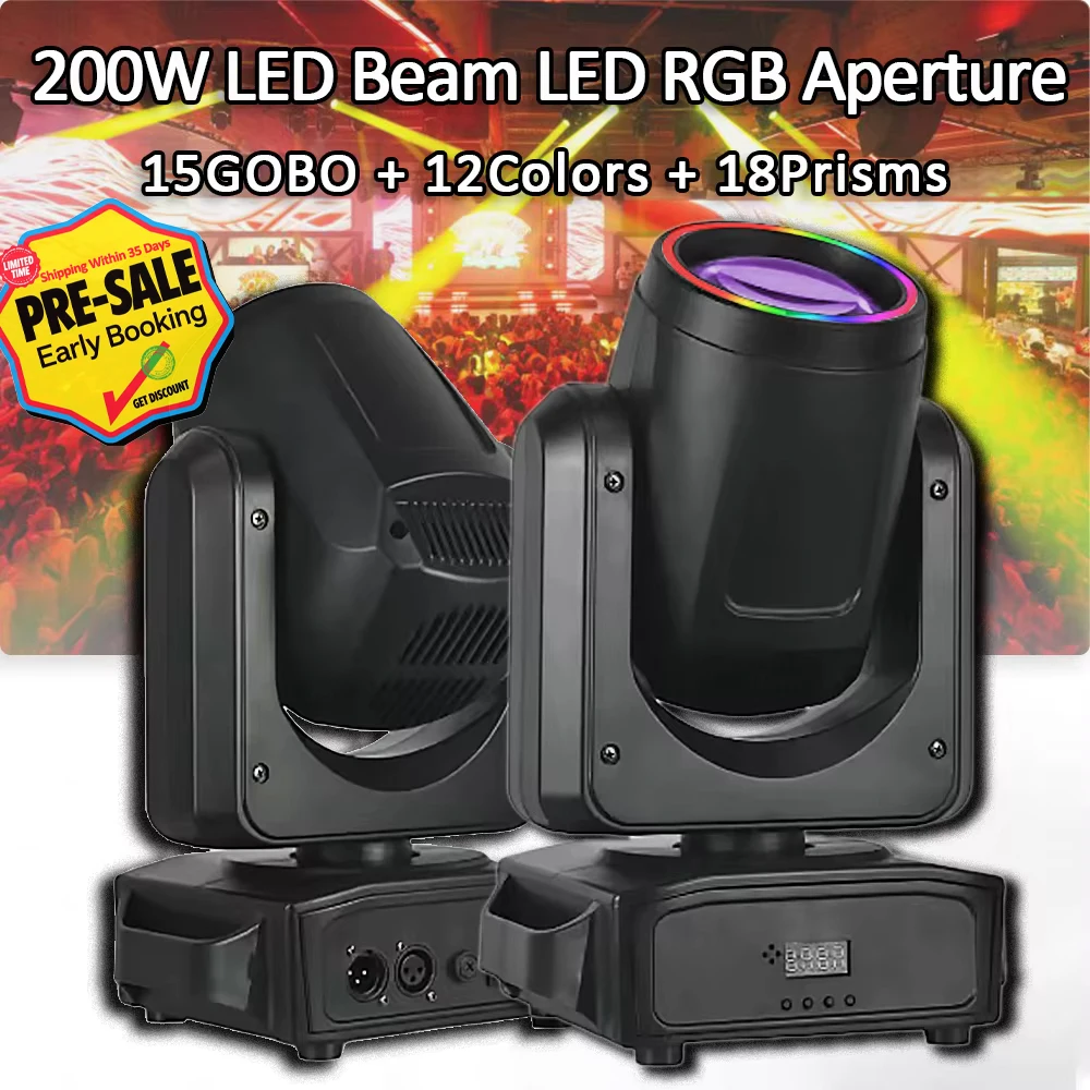 

200W LED With Ring Moving Head Light Beam Spot 18 Rotating Prisms Rainbow Effect Dmx512 Dj Stage Effect Light Show Disco