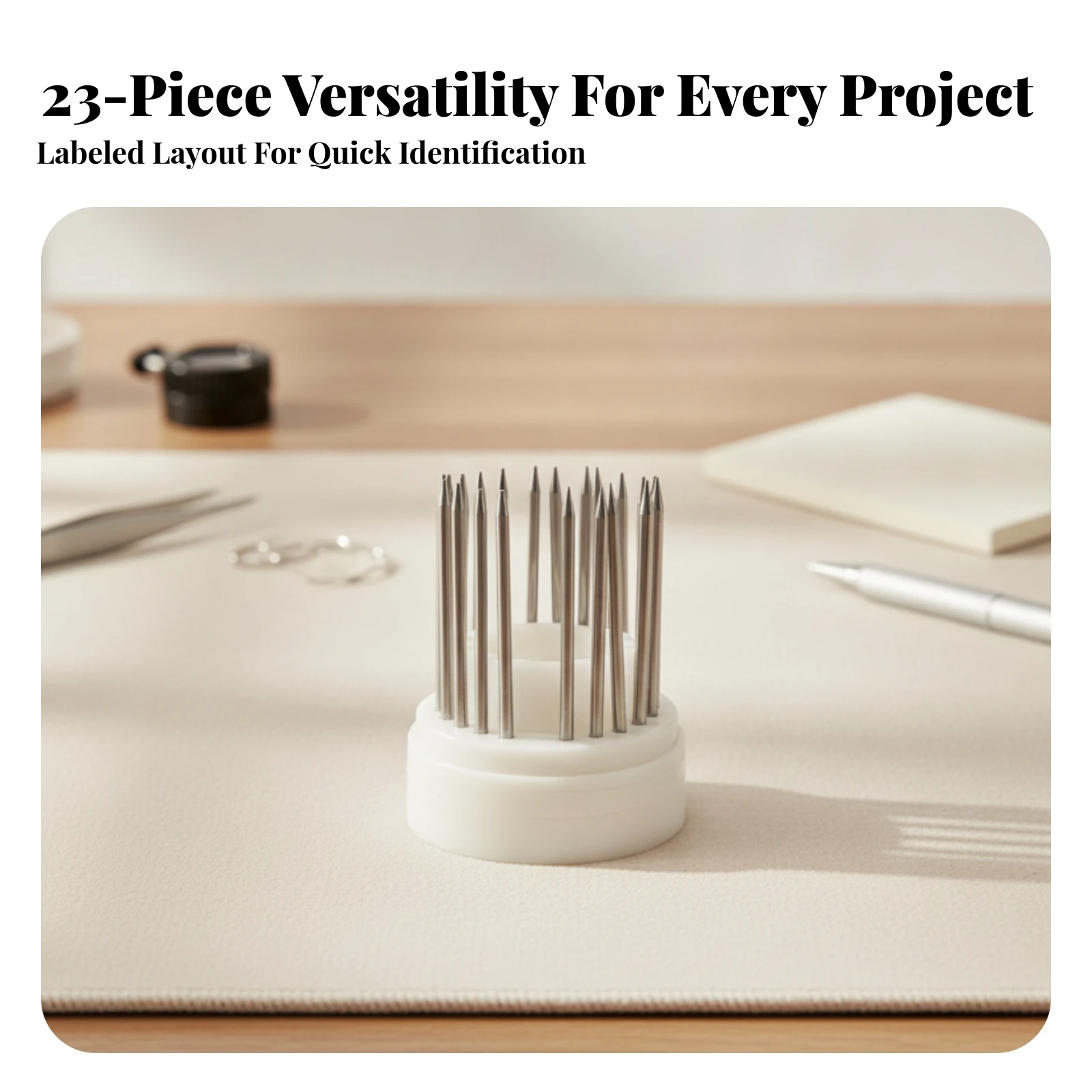 23 Pieces Bead-Setting with Holder Polished Bead-Setting Jewelry Tools Straight Slender for Jewelers
