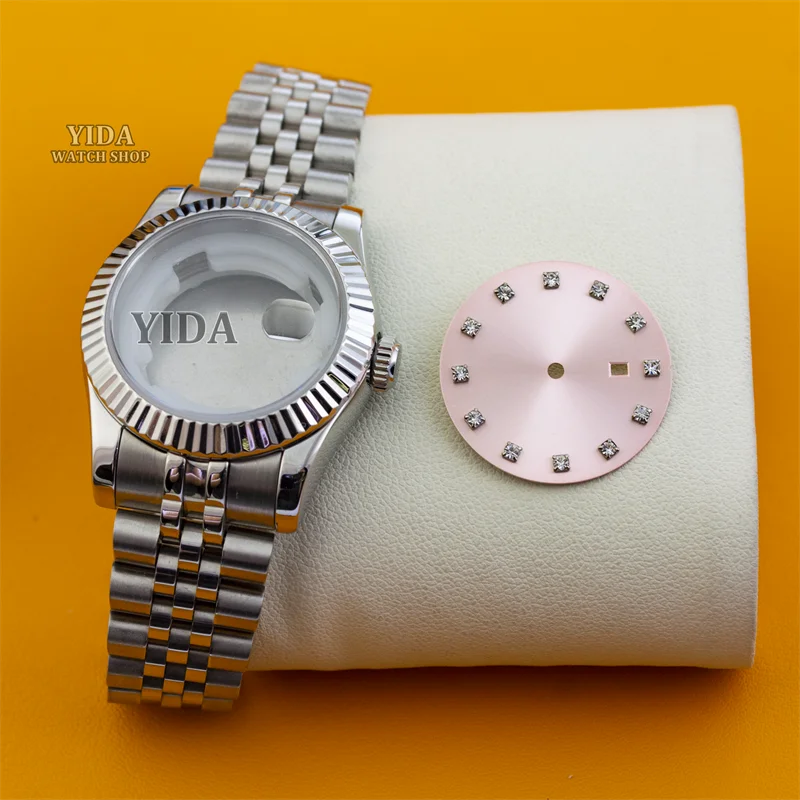 

33MM Women's Watch Case Stainless Steel Bracelet Sapphire Crystal 25mm Diamond Dial For DATEJUST NH05 NH06 Movement Accessories