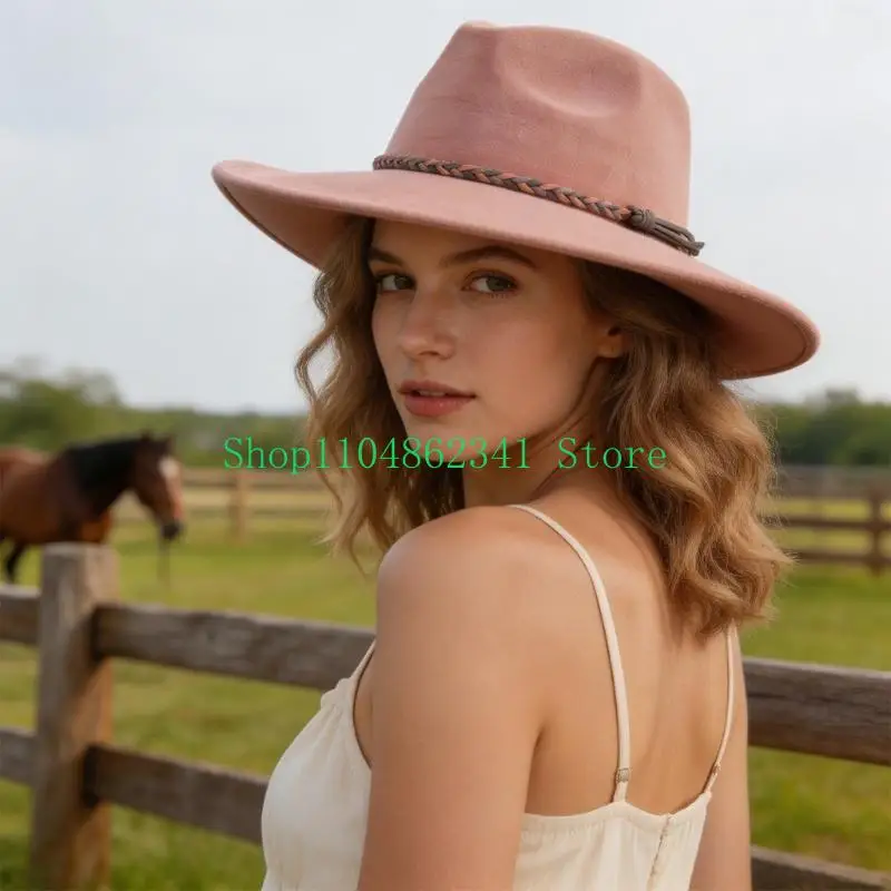 652F Color Women's Panama Hat with Braided Band, Flat Brims Structured Body, 56-58 Size for Travel Use