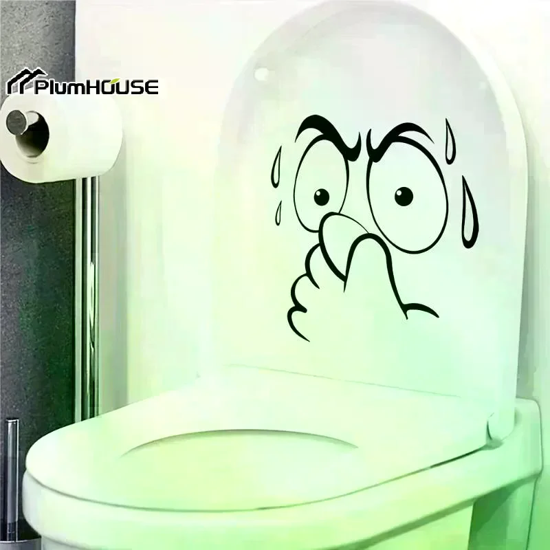 Funny Toilet Lid Sticker - Self-Adhesive Bathroom Decor With Expressive Face,No Residue Removable Toilet Cover, For Decor