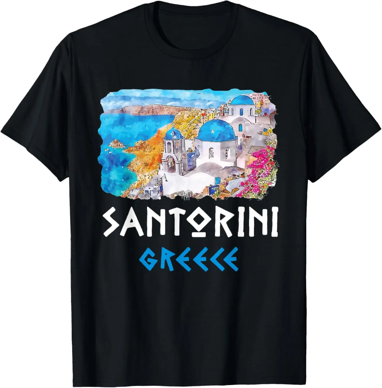 Santorini Greece Painting Souvenir T-Shirt