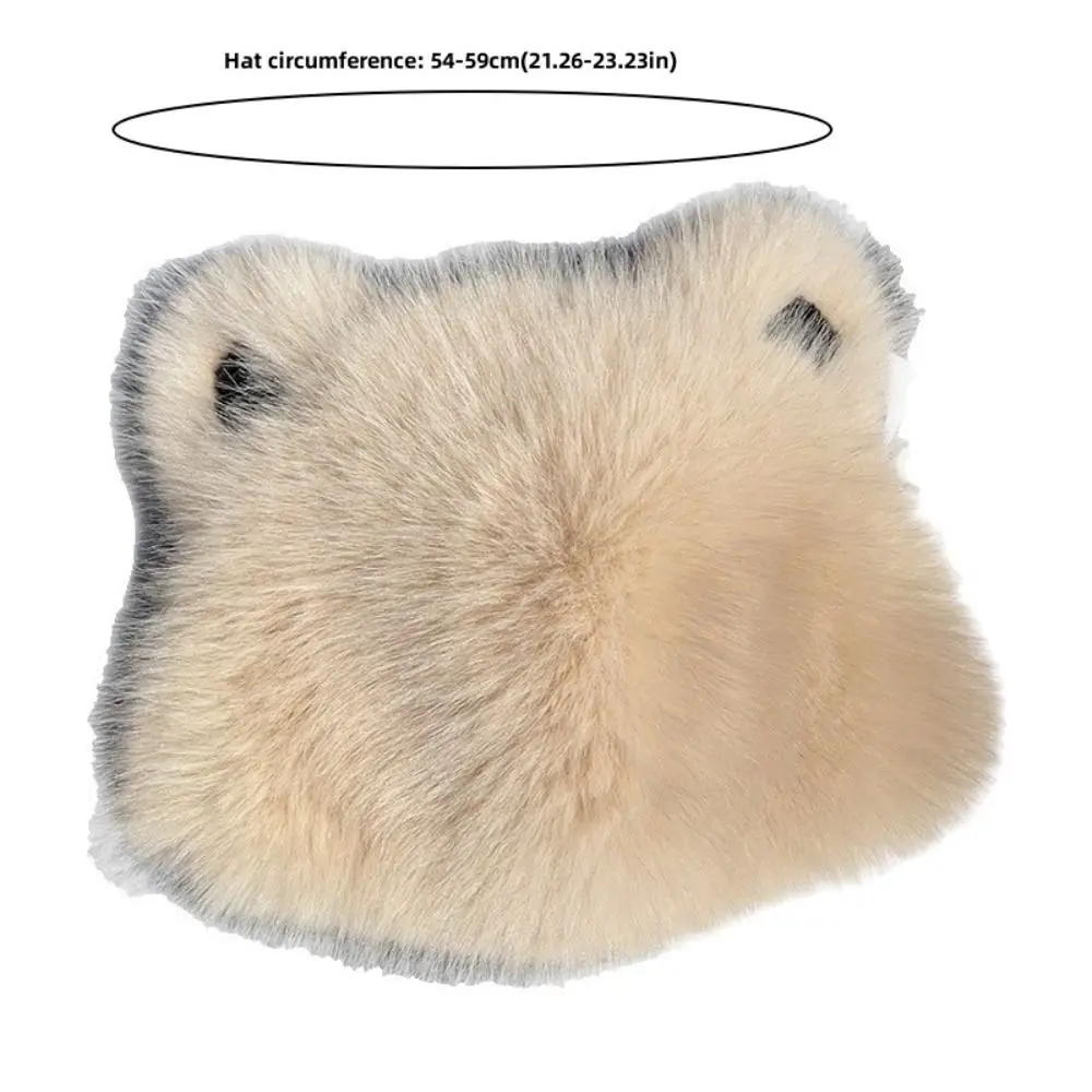 Berretto di pelliccia con orecchio d'orso senza tesa alla moda Cappello di pelliccia da donna soffice e addensato Mantieni caldo il berretto da pescatore in tinta unita autunno e inverno