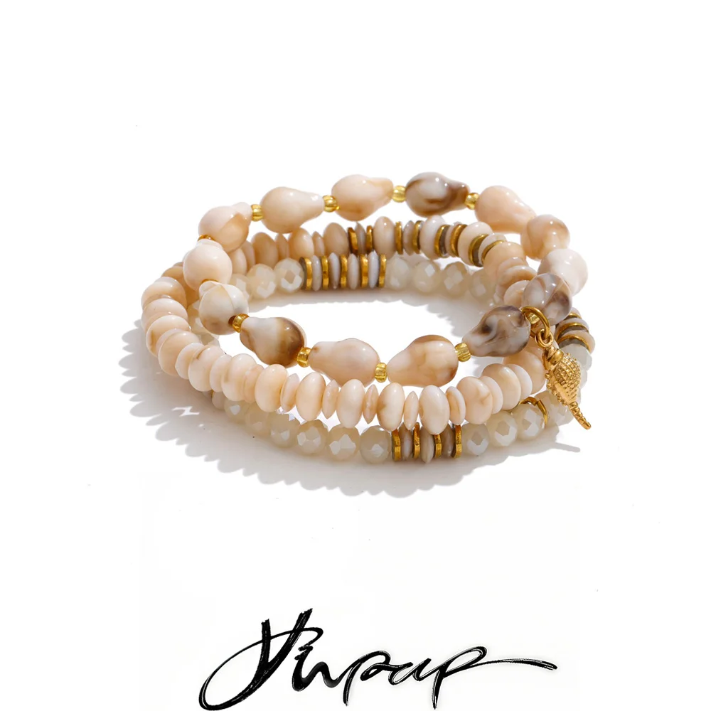 Yhpup 1Set 2026 Acrylic Resin Beads Chain Bracelet Bangle Waterproof Exclusive Handmade Popular Wrist Jewelry