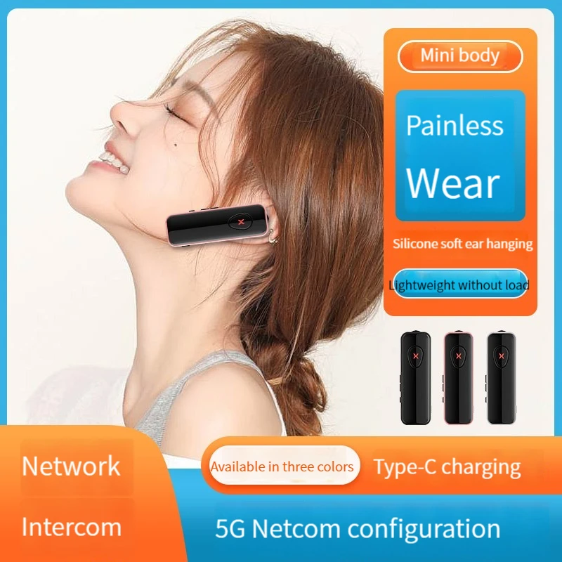 

Wireless Earhook walkie talkie 5000km Long Talk Range 4G LTE POC Network Radio Sim Card Walkie Talkie earring