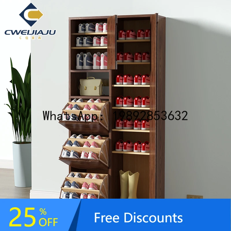 

XL Solid Wood Entryway Cabinet Shoe Cabinet Integrated Living Room Entryway Partition Home Doorway Large Capacity Storage