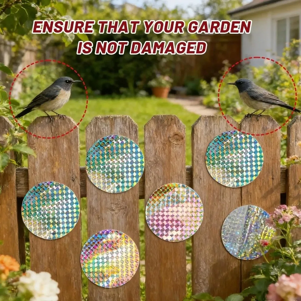 20pcs Garden Bird Control Bird Repellent Sticker Round Shape Laser Flash Reflective Sticker Reflective Bird Repellent Tape