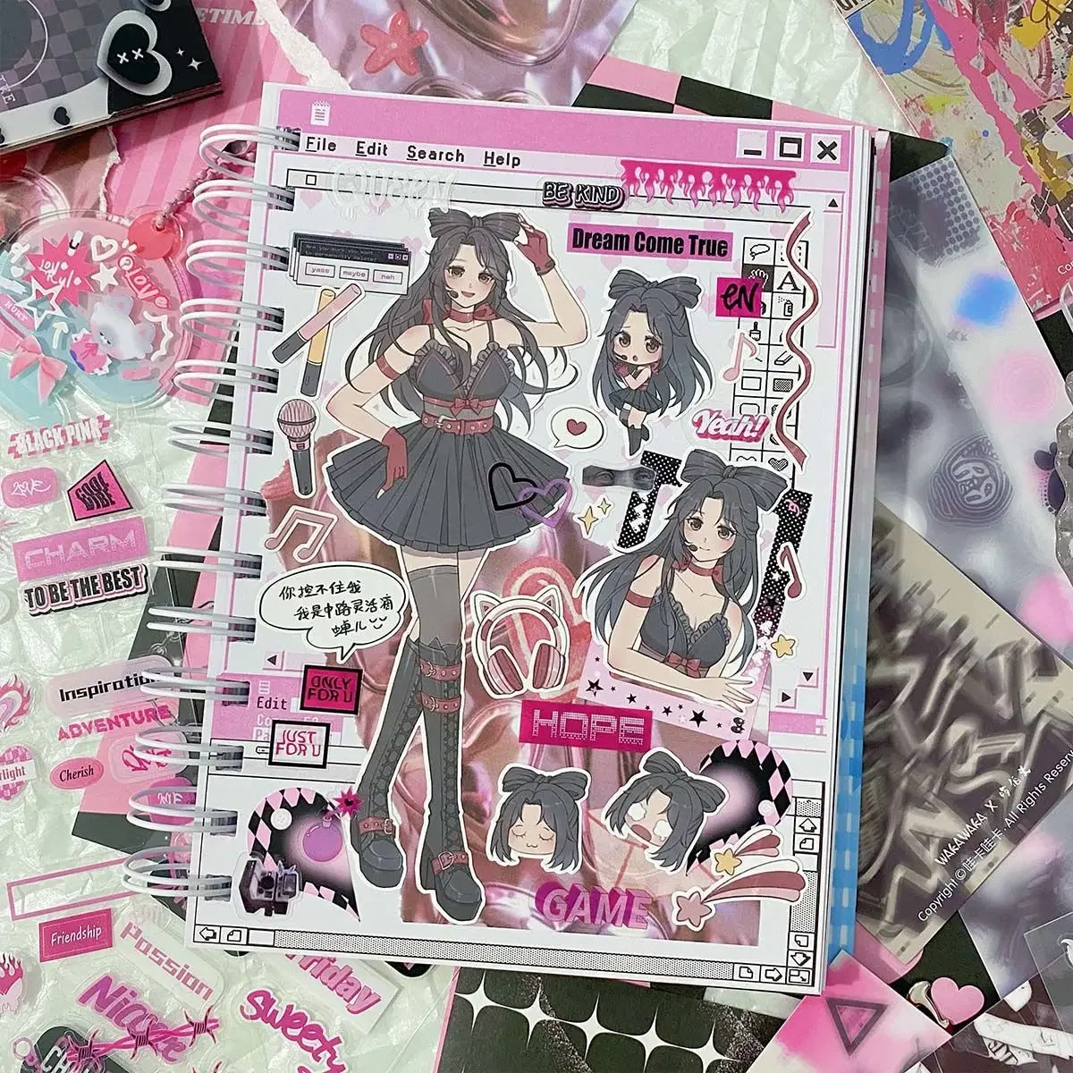 Cute Girl Sticker Handbook Original Character Sticker Diy Mobile Phone Case Decoration