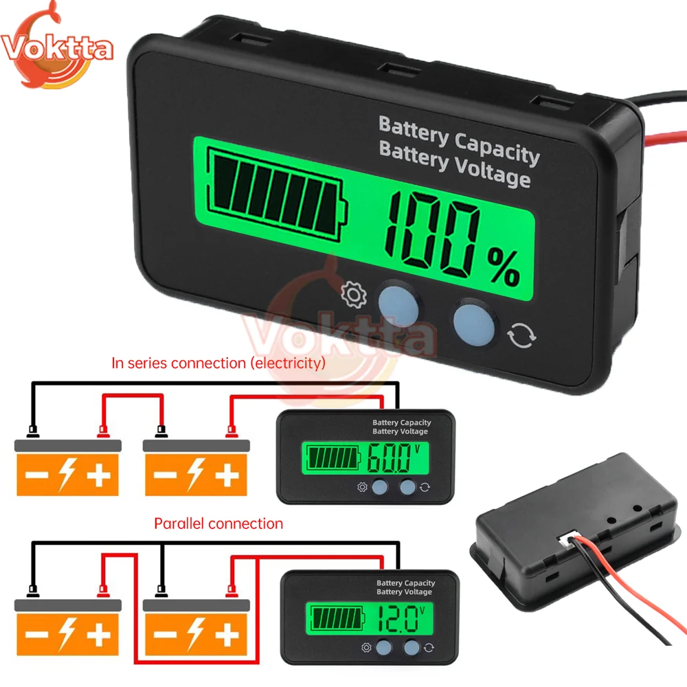 DC 6-100V Lead Acid Lithium Battery Capacity Indicator LCD Digital Voltmeter Car Motorcycle Voltage Battery Charge Tester Tool