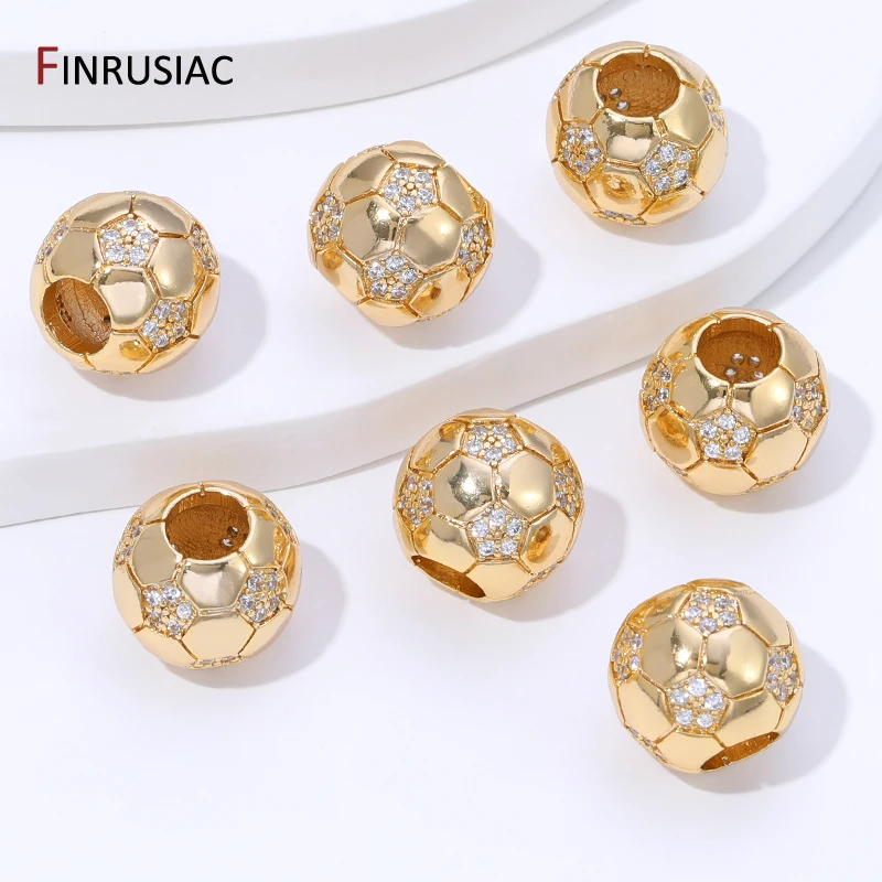 14K Gold Plated Brass 10mm Football Shape Spacer Beads Jewelry Making,Separator For Beads,DIY Jewelry Making Accessories